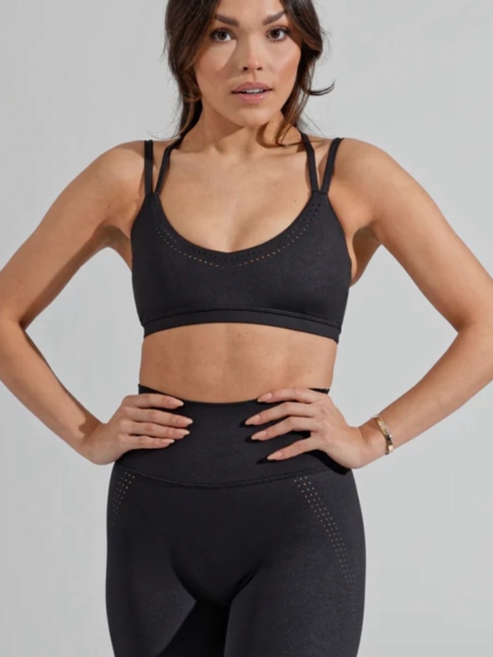 BuffBunny Black Sports Bralette with Nude Lining and Strappy Back